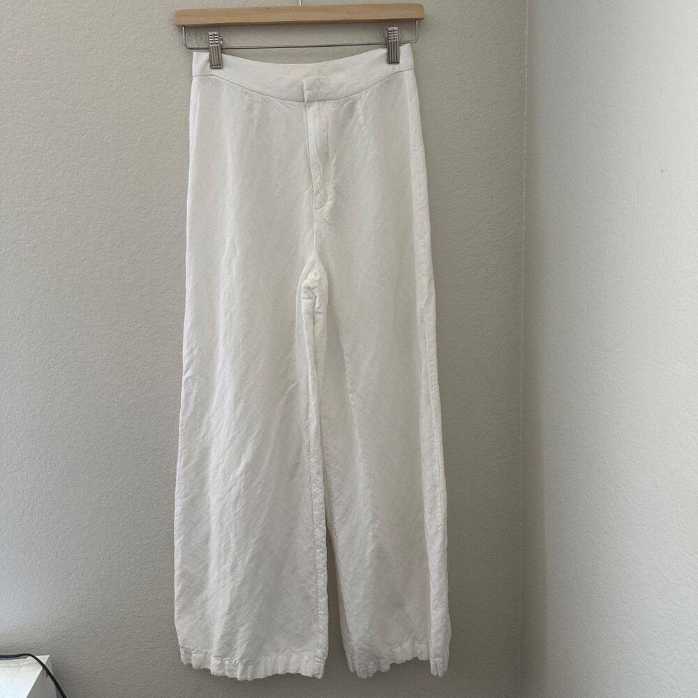 H&M Straight Leg Pants Breathable Linen Blend High Rise Vacay Minimalist White S